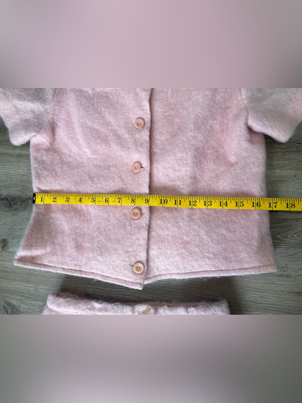 Vintage 1960s Bobbie Brooks Pink Angora Wool Skirt Suit Set USA Women's 2 Pc - Picture 2 of 12